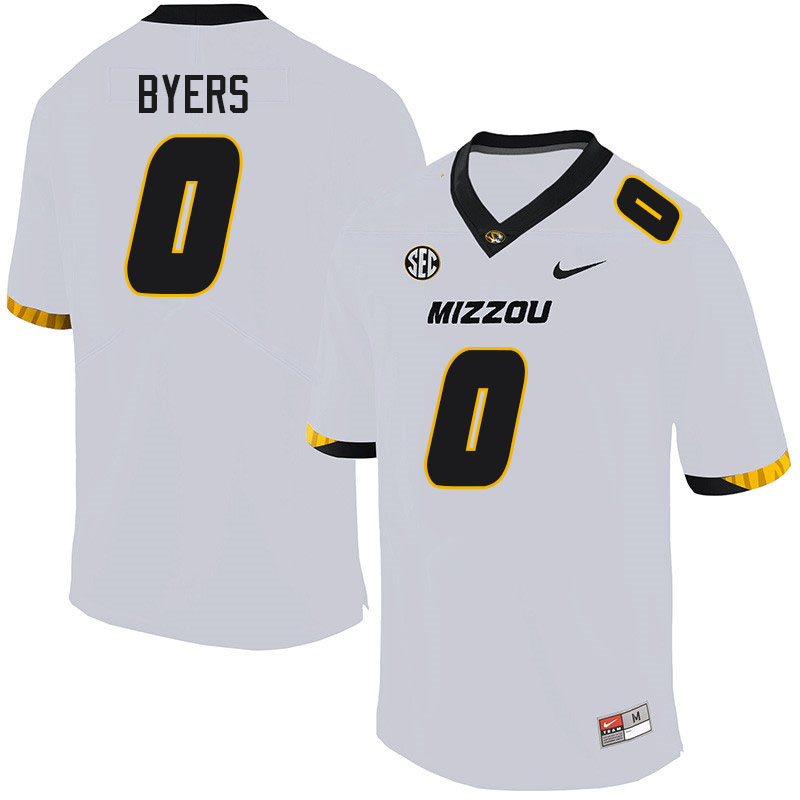 Men #0 Akial Byers Missouri Tigers College Football Jerseys Sale-White